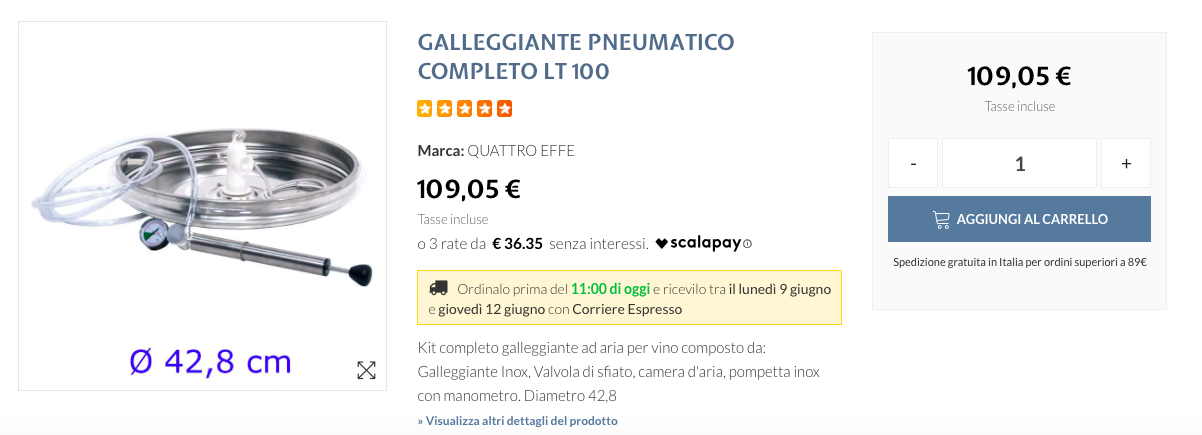 Galleggiante pneumatico